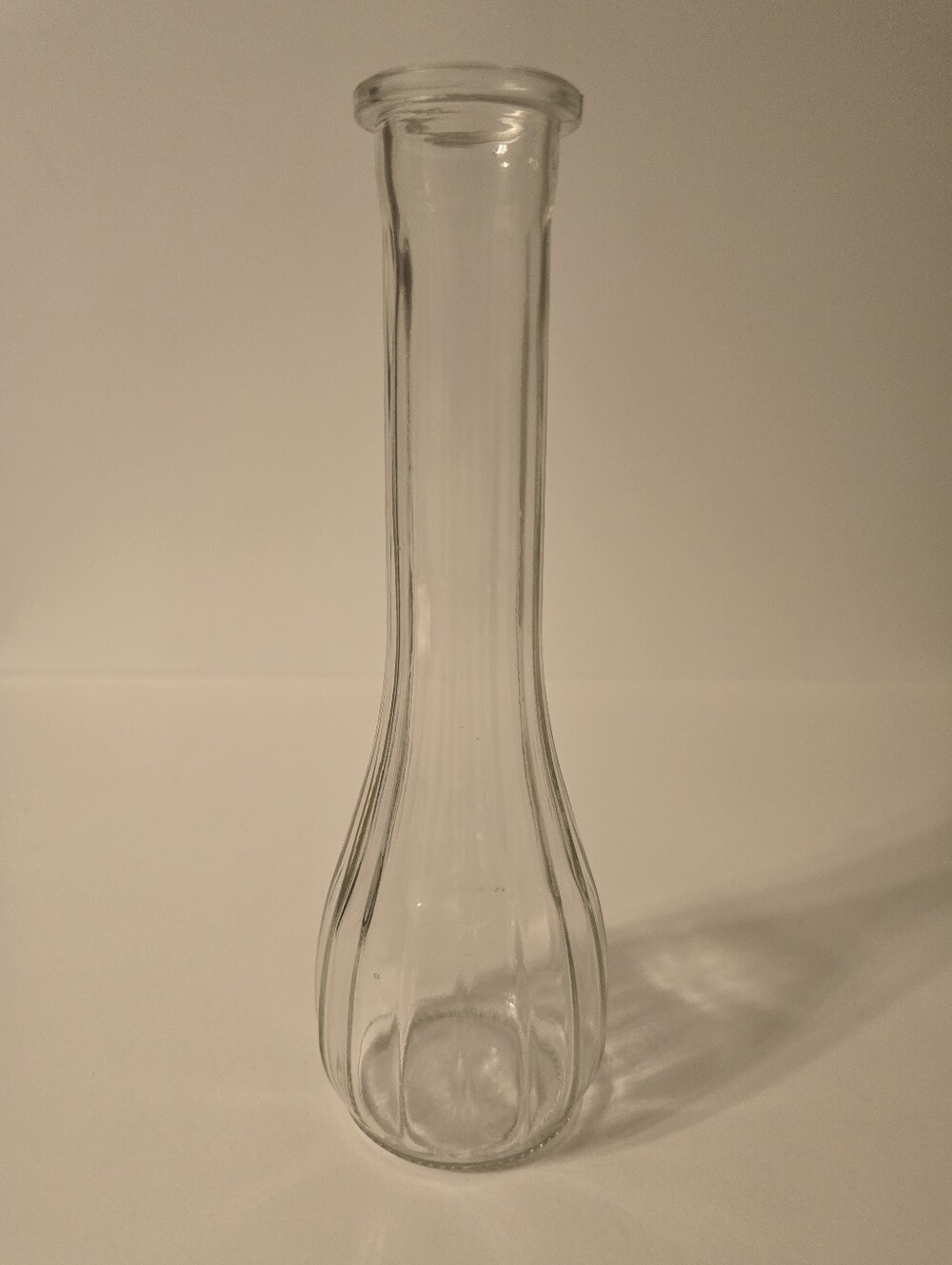 Clear Glass Bud Vase Modern Decorative 8 in Height 2 in Opening Freestanding